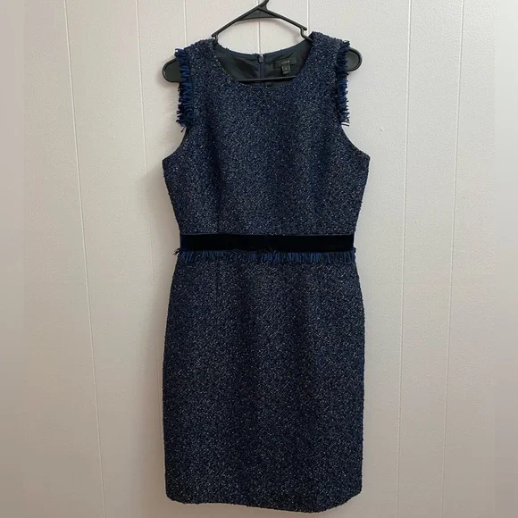 J. Crew | Dresses | J Crew Midnight Blue Sleeveless Sparkle Tweed Holiday  Dress | Poshmark